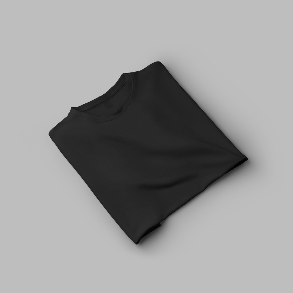 Black,Folded,Oversize,T-shirt,Template,,Isolated,On,Background,,Front,View.