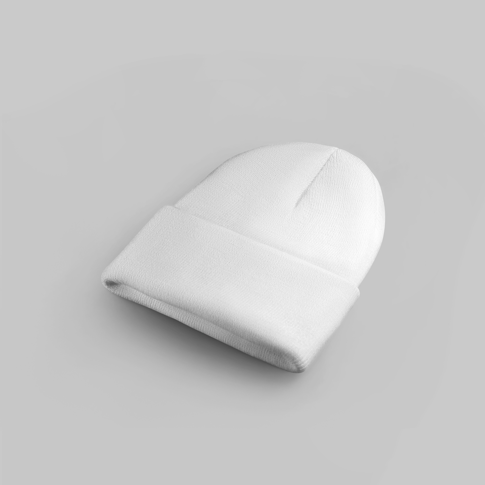 Mockup,Of,White,Winter,Beanie,Hat,With,Collar,Isolated,On